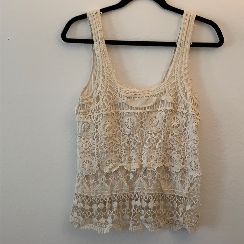 Cream crochet tank top
